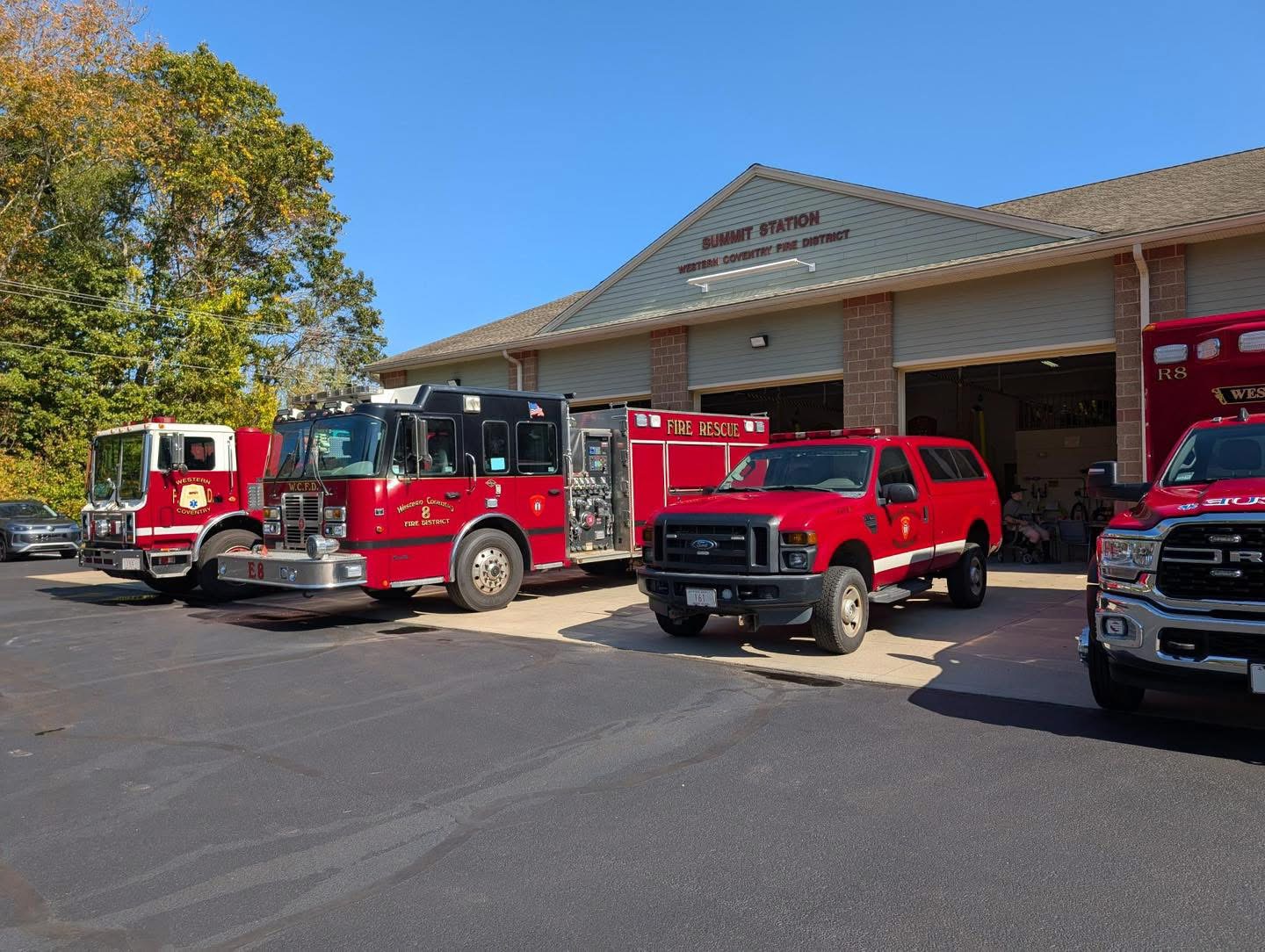 Western Coventry Fire District apparatus lined up outside Summit Station.